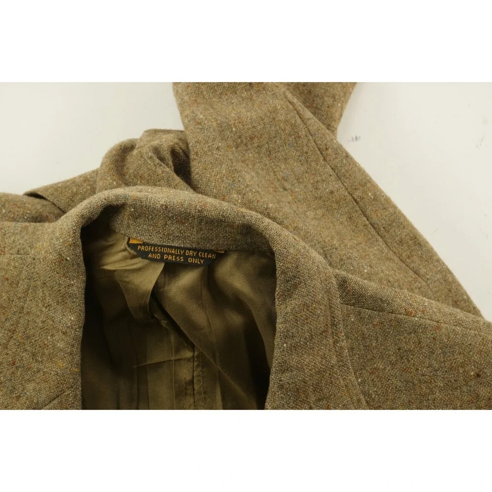 Vintage 1970s Union Made Tweed Wool Atomic Fleck Military Safari Jacket 42R Men